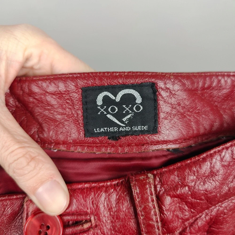 Vintage 90s Bjork Hyperballad Red Leather Pants Womens 28 XOXO Y2K Alt‎ Rock